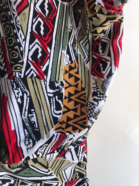 Vintage african style dress - 80s batik midi dres… - image 6