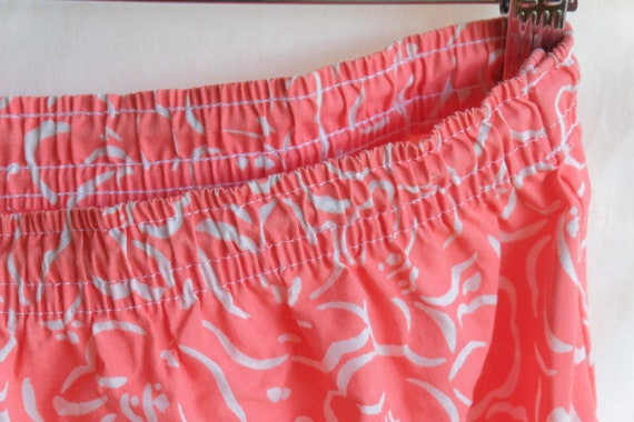 Vintage 80s beach skirt - Retro pink coral and wh… - image 7