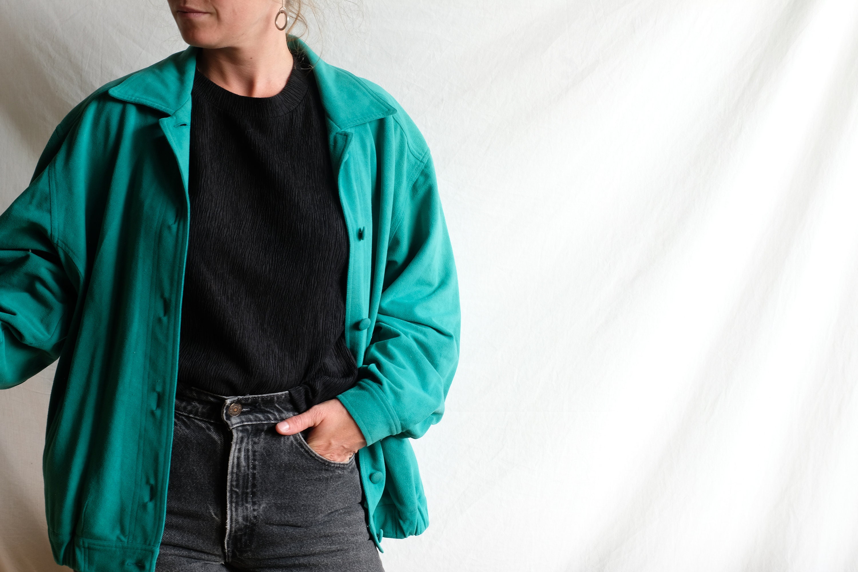 Vintage Emerald green bomber jacket Retro mint triacetate Etsy