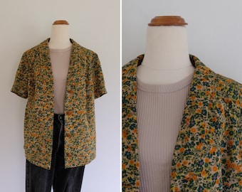 blazer floral vintage - Veste rétro à manches courtes avec fleurs - blazer flower power des années 70