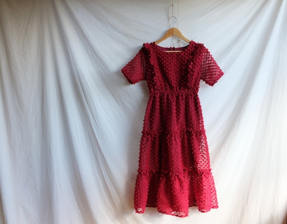 Very original vintage midi dress - Retro red polka
