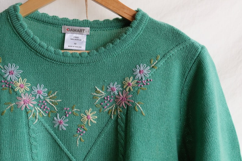 Vintage Damart short sleeves jumper Retro mint green floral Etsy