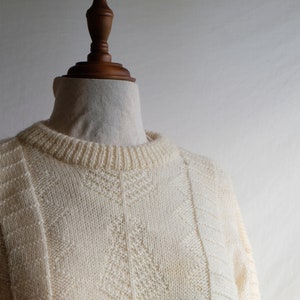 Fisherman's Wool Boyfriend Sweater in Birch Tweed - Cable stitch