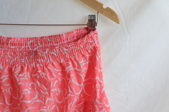 Vintage 80s beach skirt - Retro pink coral and wh… - image 2