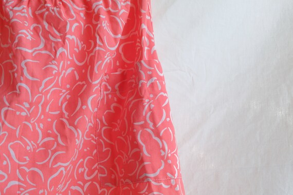 Vintage 80s beach skirt - Retro pink coral and wh… - image 6