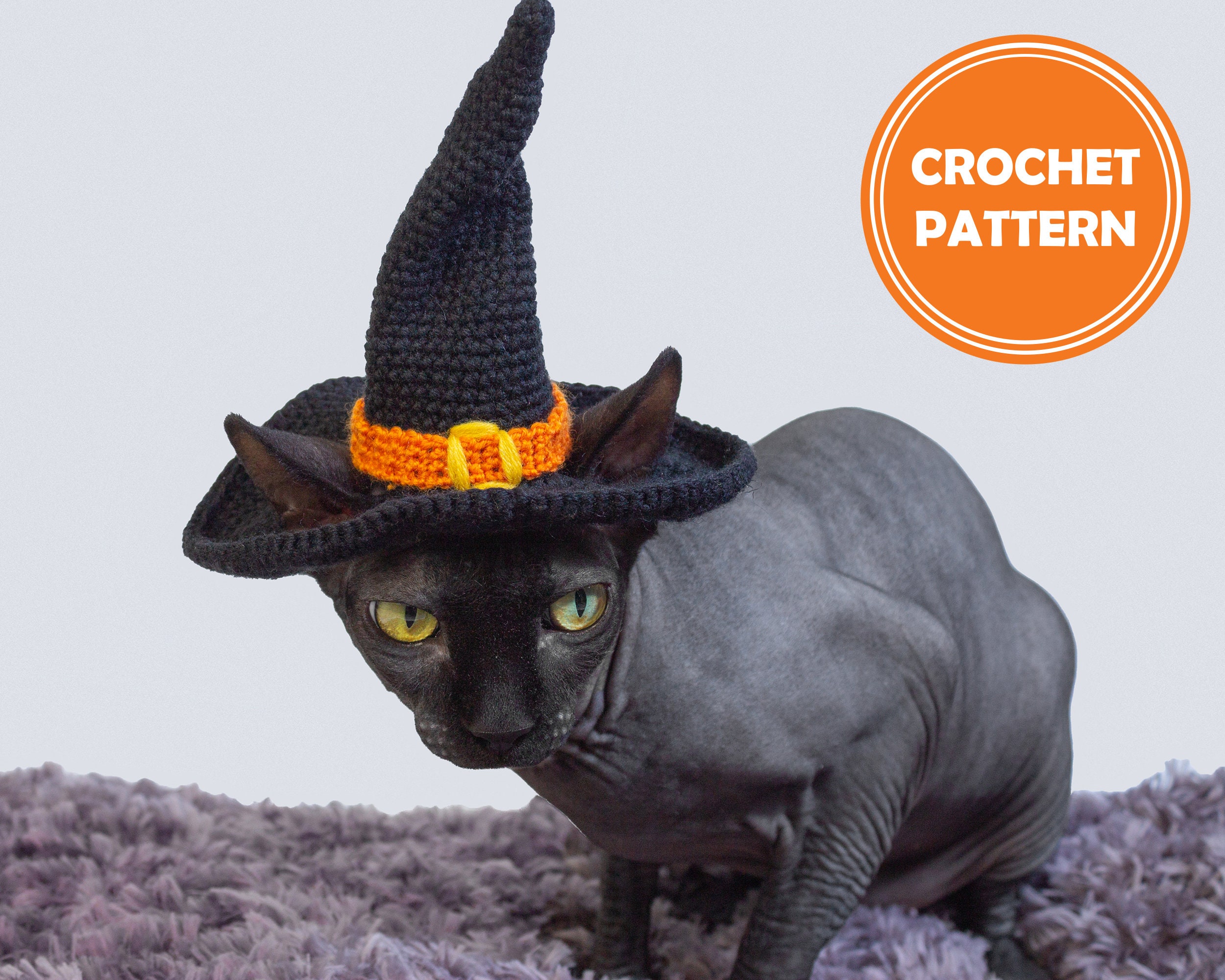 Halloween Witch Hat for cat crochet pattern Halloween costume Etsy
