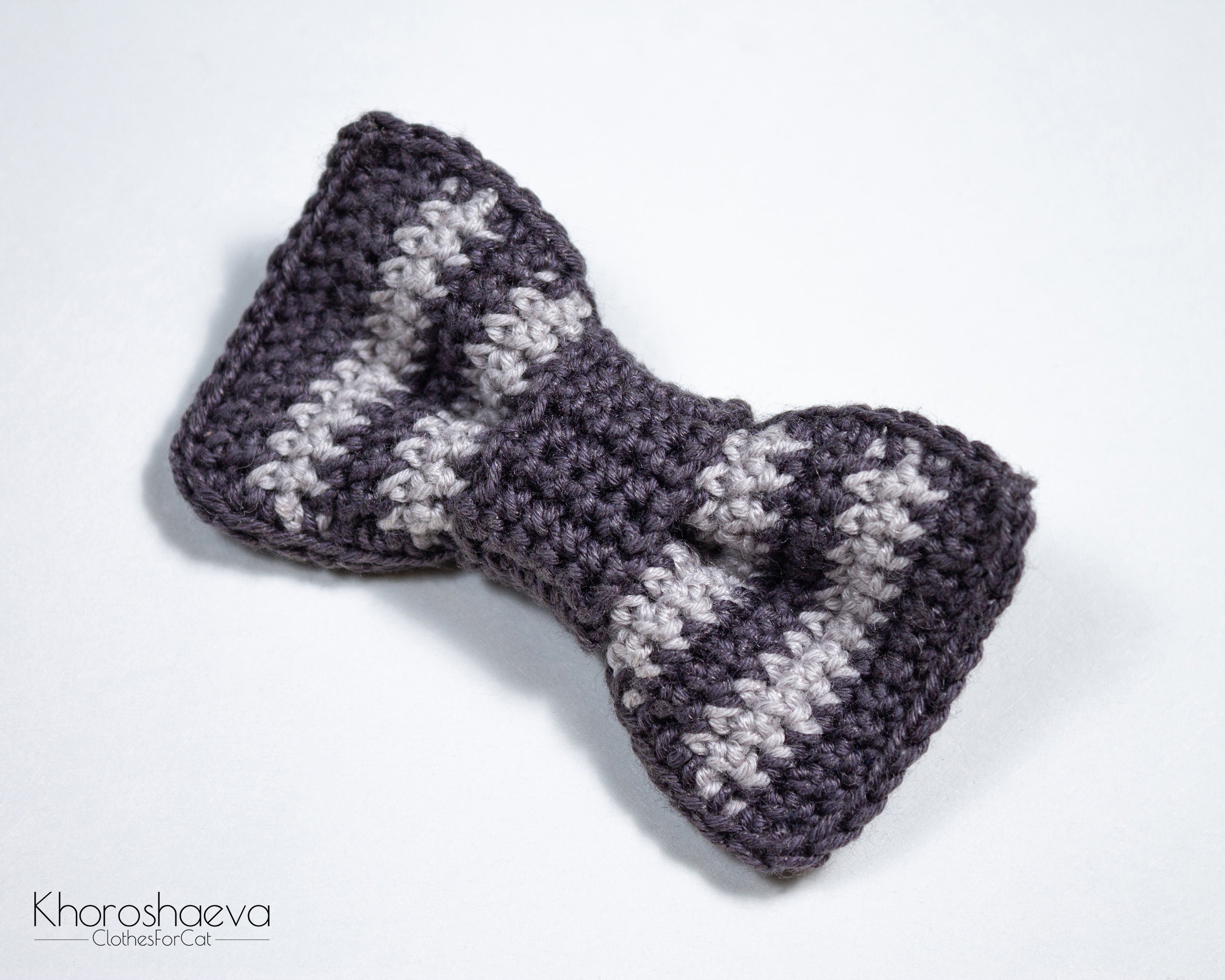Bow tie for cat collar crochet pattern PDF// Crochet striped Etsy