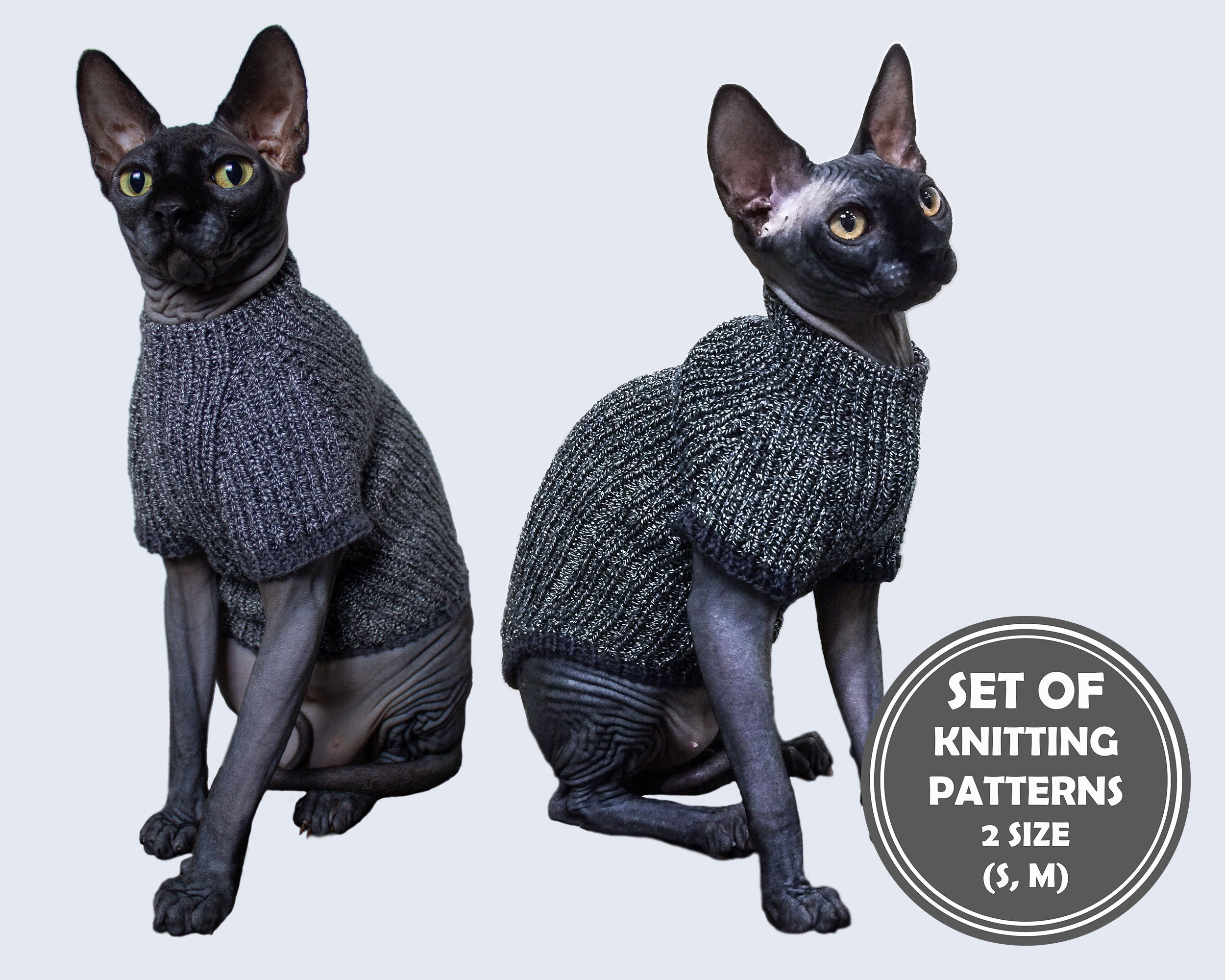 SET OF 2 Cat seamless sweaters knitting patterns // 2 Size S Etsy