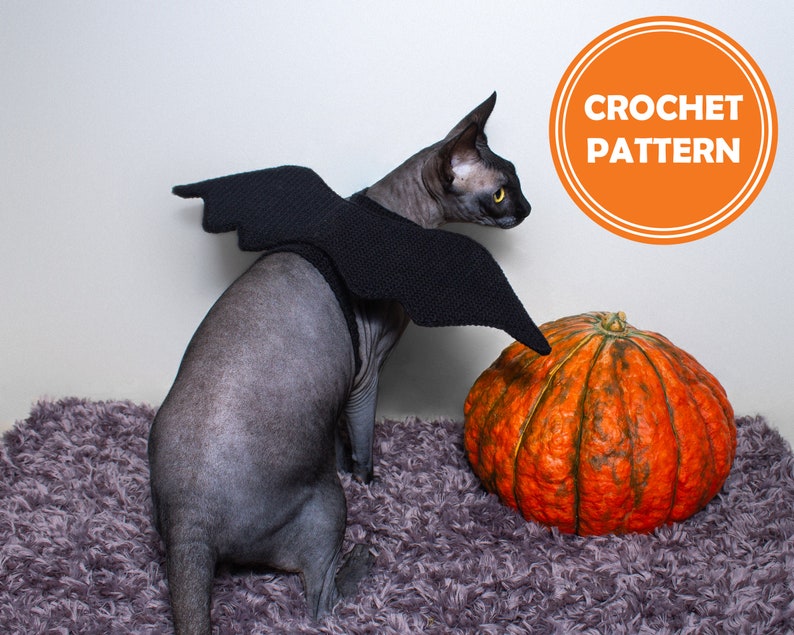 Halloween costume for cat crochet pattern PDF Bat wings for | Etsy