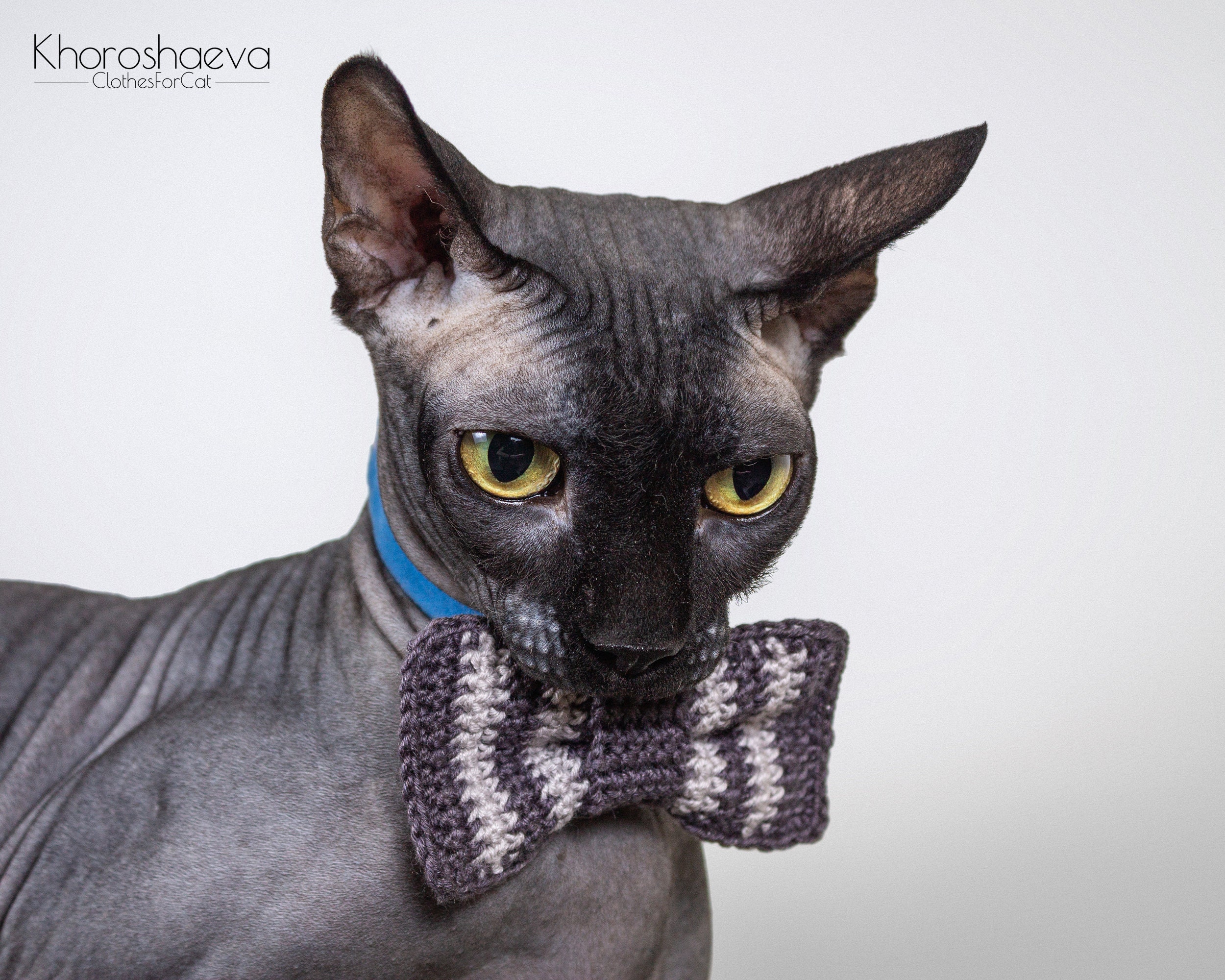 FREE Bow tie for cat collar crochet pattern PDF// Crochet Etsy
