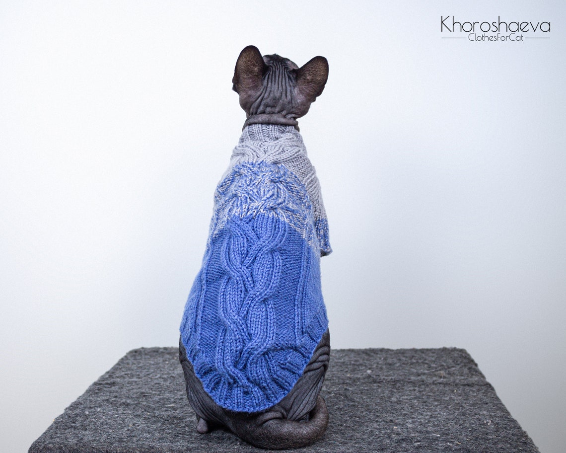 Cat Gradient Cozy Sweater Size L knitting pattern PDF Sphynx Etsy