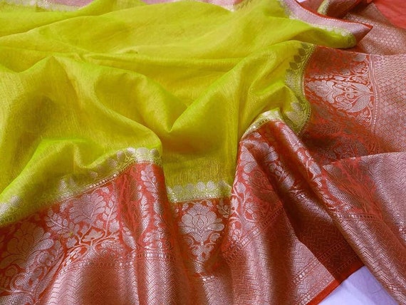 Pure banarasi linen sarees Clearance
