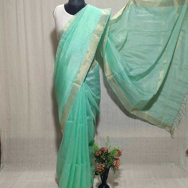 Womens Premium Fashion Ethnic Turquoise Blue Color Saree-MLSHWSA2138TQB0ONE