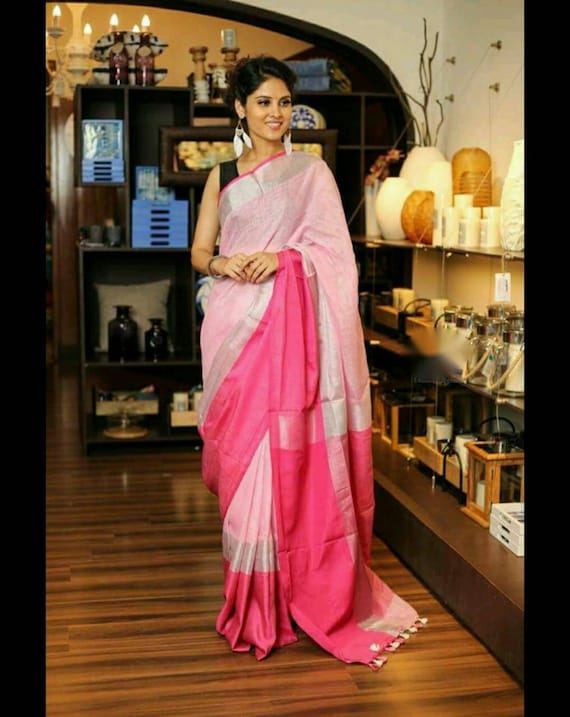 Party wear linen best sale sarees