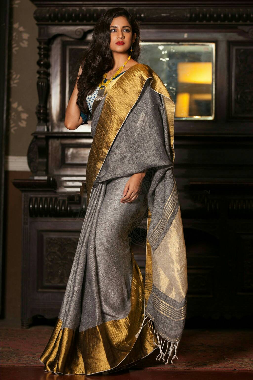 Grey - Plain Sarees - Sarees: Buy Latest Indian Sarees Collection