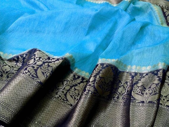 Pure banarasi linen sarees Clearance