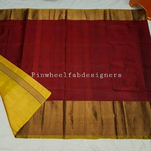 Uppada dark red with yellow full handwoven silk saree,Uppada saree with blouse,Pure silk saree,Uppada Jamdani,maroon saree,Traditional saree