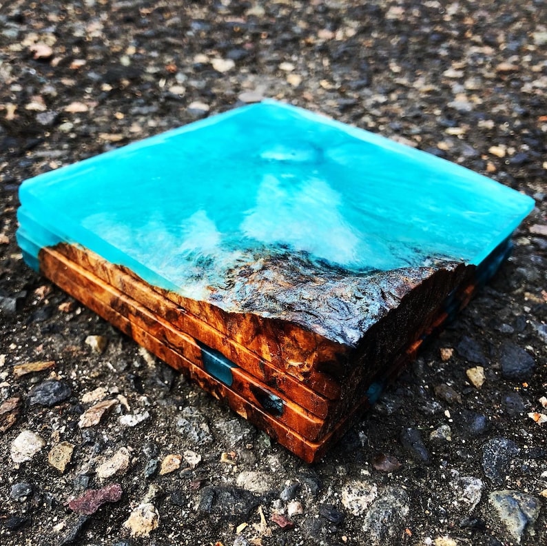 CUSTOM MADE to ORDER Handmade Wood and Resin Coaster Sets Etsy