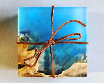 CUSTOM MADE to ORDER Handmade Wood and Resin Coaster Sets