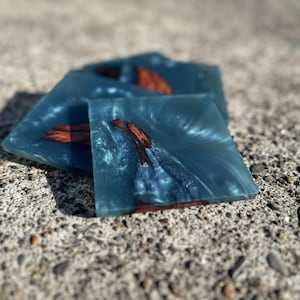 Redwood and Resin Coaster Set