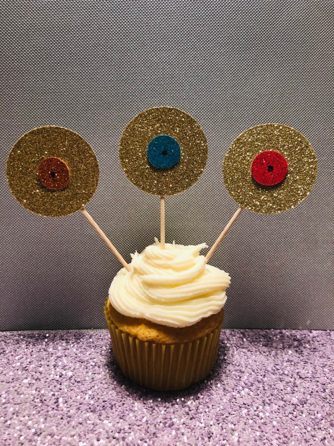 Set of 12 Vinyl Record Cupcake Toppers Etsy