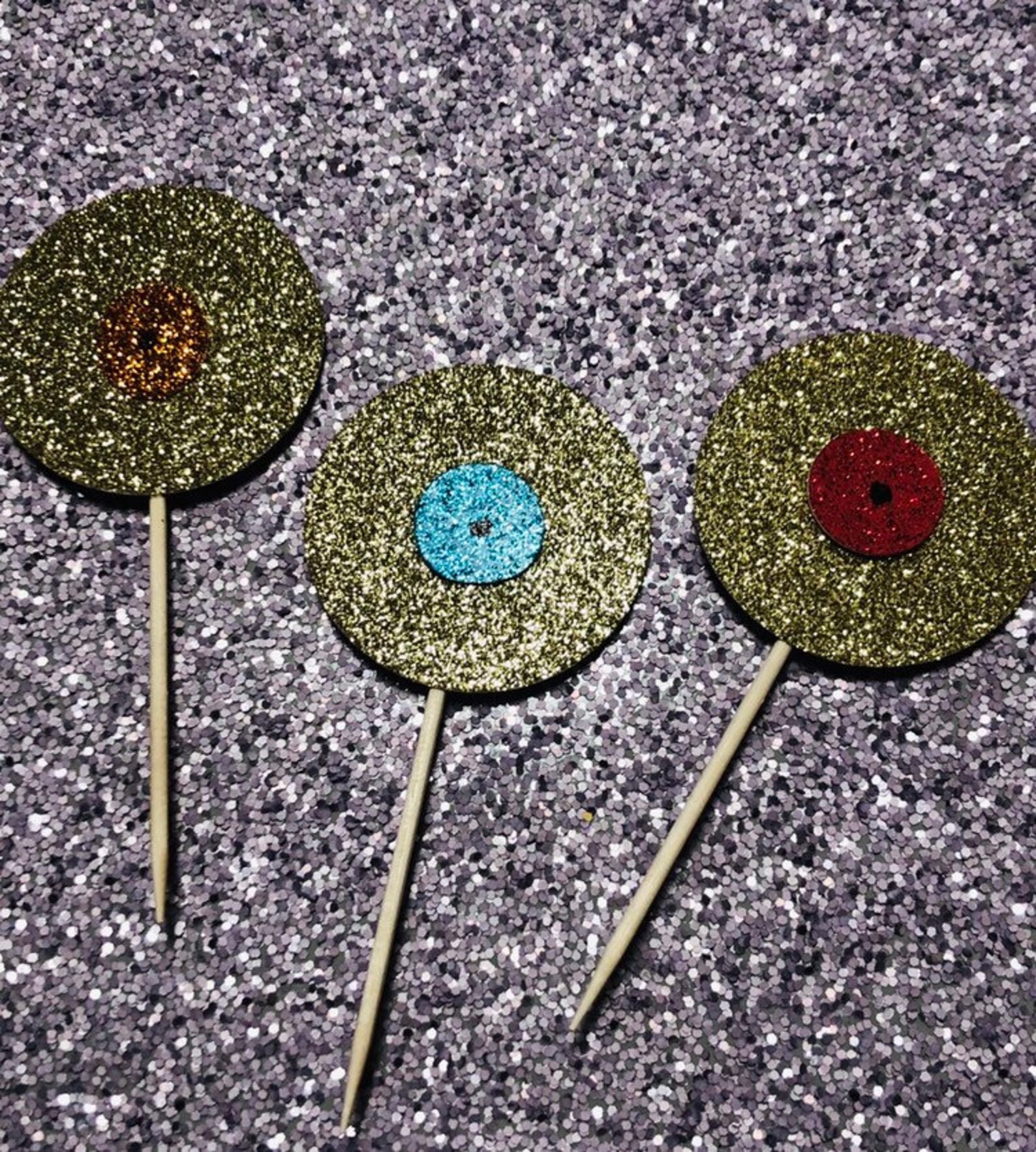 Set of 12 Vinyl Record Cupcake Toppers Etsy