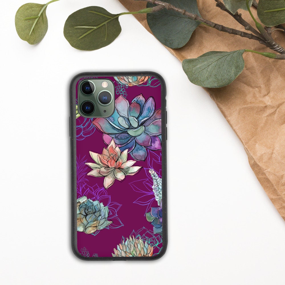 Eco Biodegradable phone case. Succulents floral aesthetic | Etsy