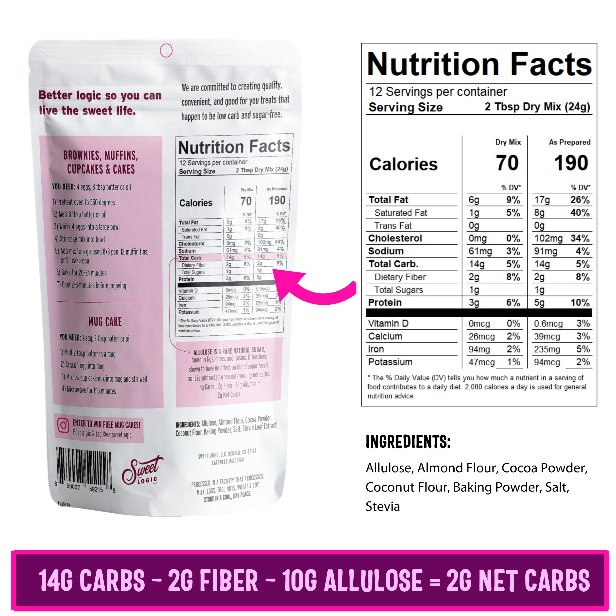 Keto Chocolate Cake Baking Mix 2g Net Carb per serving Etsy