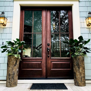 Farmhouse Porch & Home Planter. Country Woodland Rustic Tall Plant and Flower Stand. Large Outdoor Patio and Deck Unique Log Pot Decor. image 8