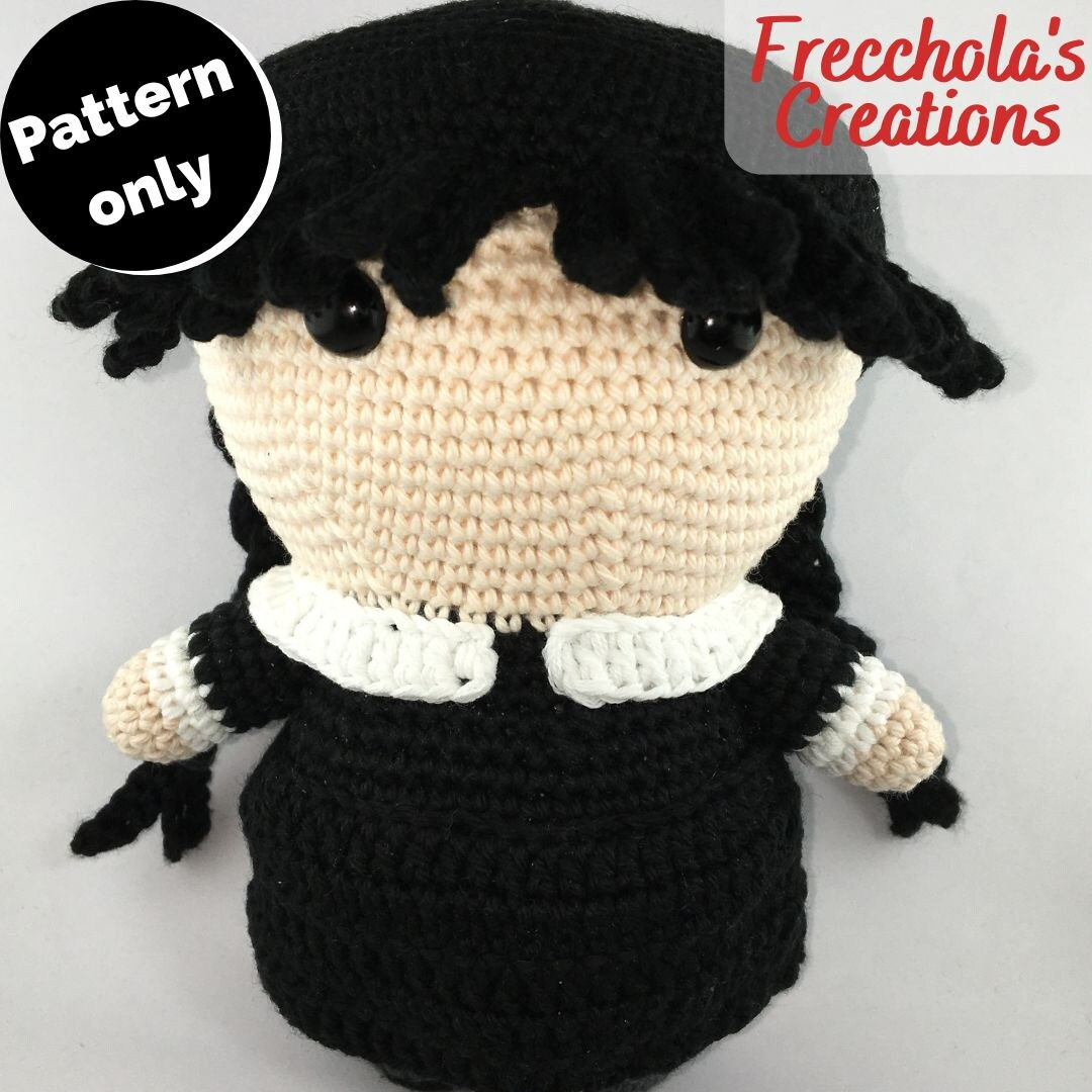 30 Wednesday Crochet Patterns for Dolls, Accessories, and Gothic Gifts 34 Wednesday Addams Doll Crochet Pattern PDF