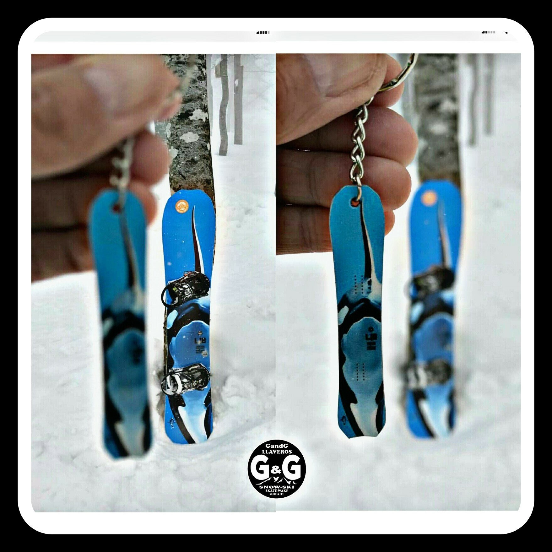 Custom Keychain Snowboard