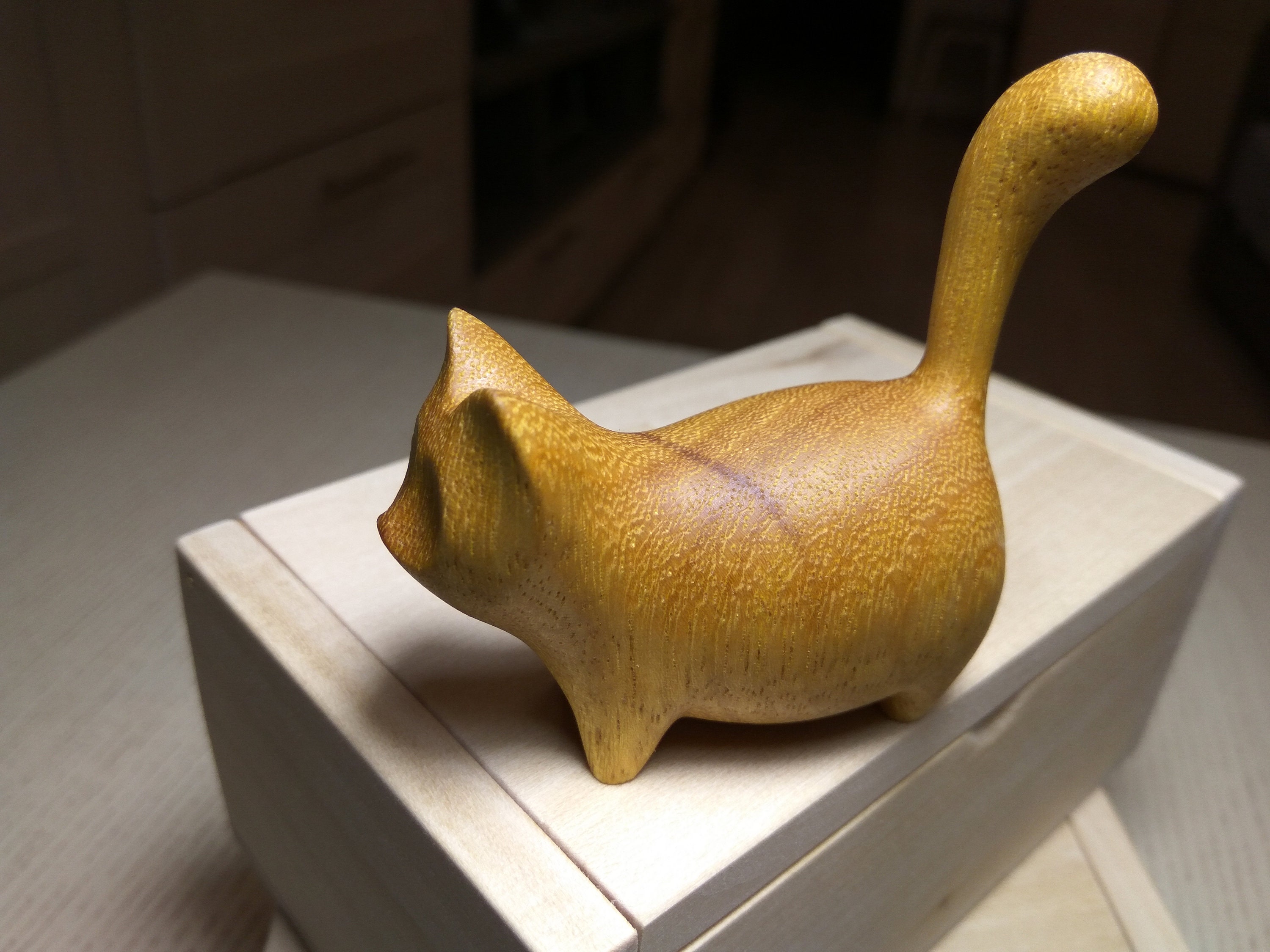 Wooden cat figurine Wood carving cat Figurine minimalistic Etsy