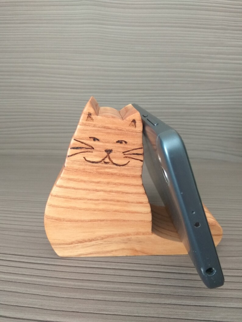 Phone stand Cat. Wooden phone holder designs. Wooden phone Etsy