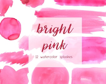 Pink Magenta Watercolor Splashes, PNG Clipart