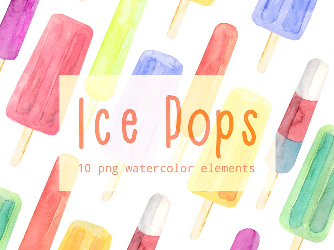 Ice Pops Summer Watercolor Clipart, Frozen Treats Illustration, Ice ...