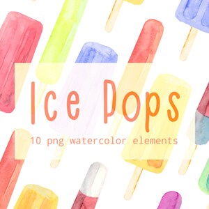 Ice Pops Summer Watercolor Clipart, Frozen treats illustration, Ice lolly digital download