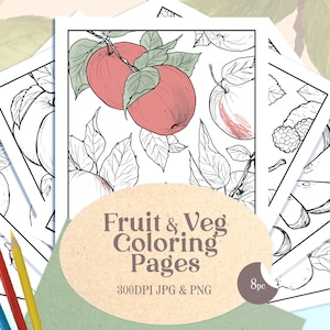 Fruits and Vegetables Printable Coloring Pages for Teachers and Senior Activities