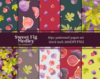 Botanical Fig Repeating Pattern for Collage and Branding Backgrounds