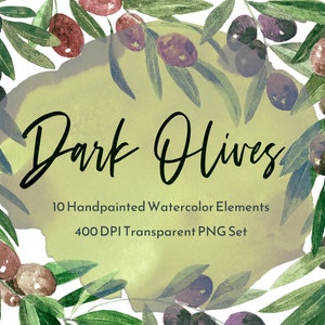 Olive Branches Watercolor Clipart, transparent png, borders and frames, wedding greenery