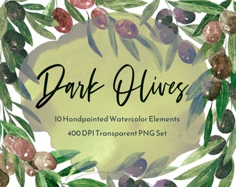 Olive Branches Watercolor Clipart, transparent png, borders and frames, wedding greenery