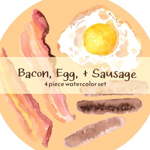 Speck Eier und Wurst Mini Set, PNG Aquarell Clipart