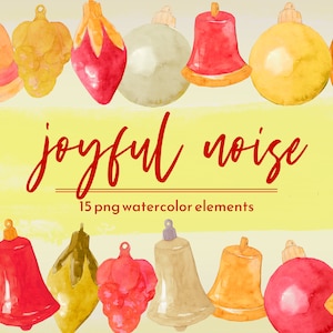 Holiday Christmas Ornament Watercolor Clipart, Red and Gold, Cardmaking Transparent PNG, Instant download