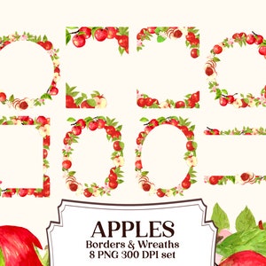 Aquarela vermelho maçã quadros e bordas PNG clipart
