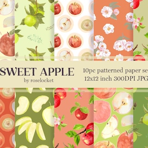 Papel digital Sweet Apple, padrão de repetição contínuo, uso comercial