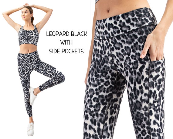 Leopard Print Leggings W Side Pockets Butter Soft Wide Waist - Etsy
