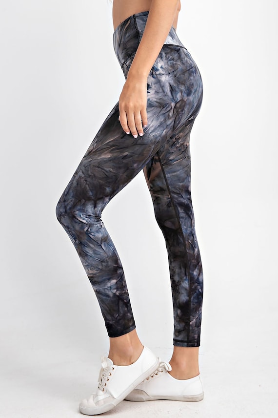 Marble Tie-dye Leggings Women's Athleisure Leggings High Rise Wide