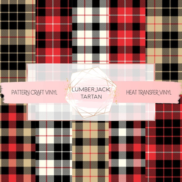 Lumberjack Tartan Plaid Pattern Adhesive Craft Vinyl Oracal & Siser HTV Heat Transfer Vinyl | Permanent and Reusable No Residue Adhesive