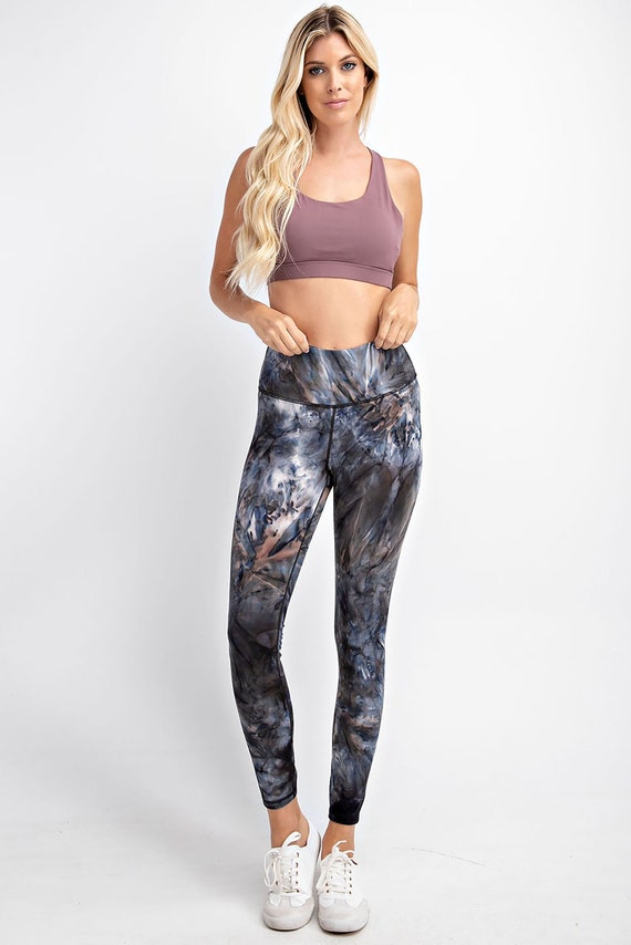 Marble Tie-dye Leggings Women's Athleisure Leggings High Rise Wide