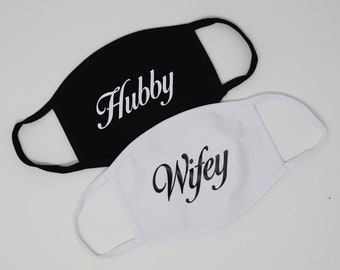 Mr Mrs Hubby Wifey Bride Groom Face Mask Unisex One Size