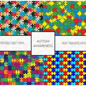 Colorful Autism Puzzle Printed Puff Heat Transfer Vinyl, Printed Adhesive  Vinyl, Craft Vinyl, Printed HTV, Patterned Vinyl, Puff & 651-53 